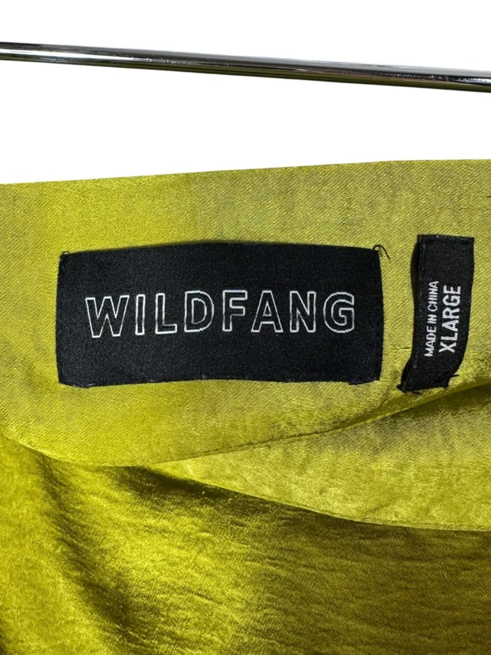 Wildfang The Empower Satin Wrap Skirt in Chartreuse, Size XL - Picture 7 of 8